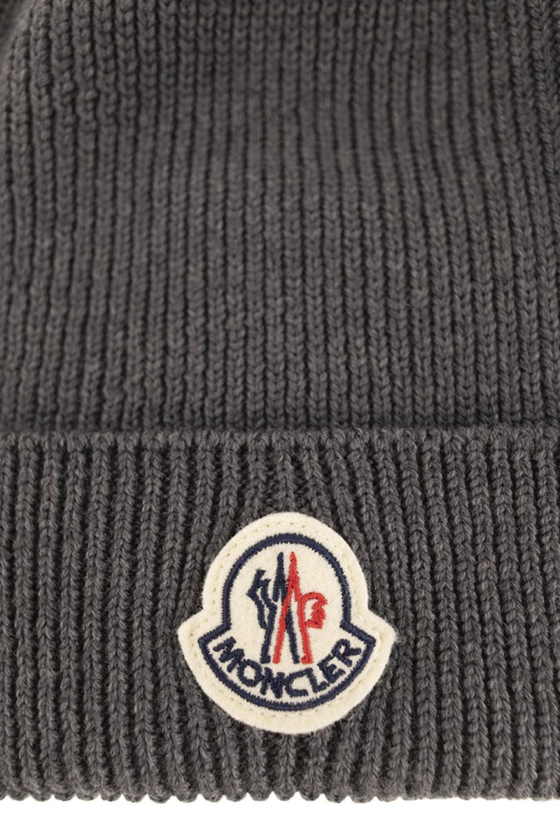 MONCLER Ribbed Virgin Wool Beanie for Men