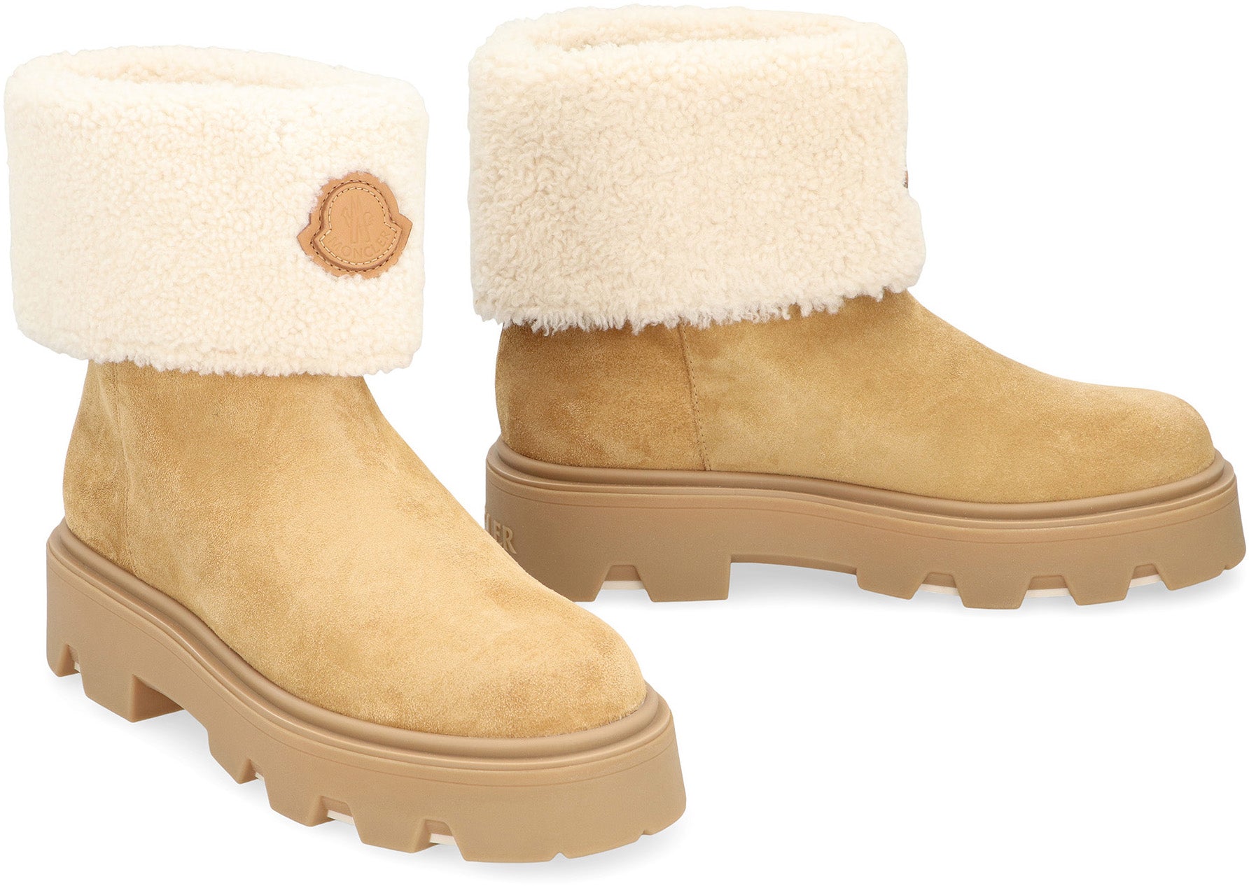 MONCLER Suede and Shearling Ankle Boots for Women