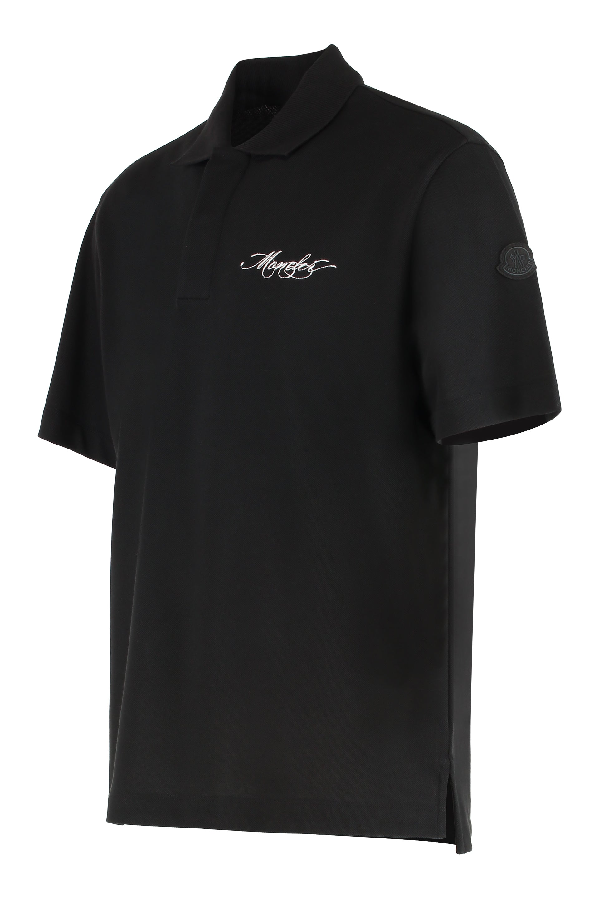 MONCLER Men's Organic Cotton Piqué Polo with Side Slits