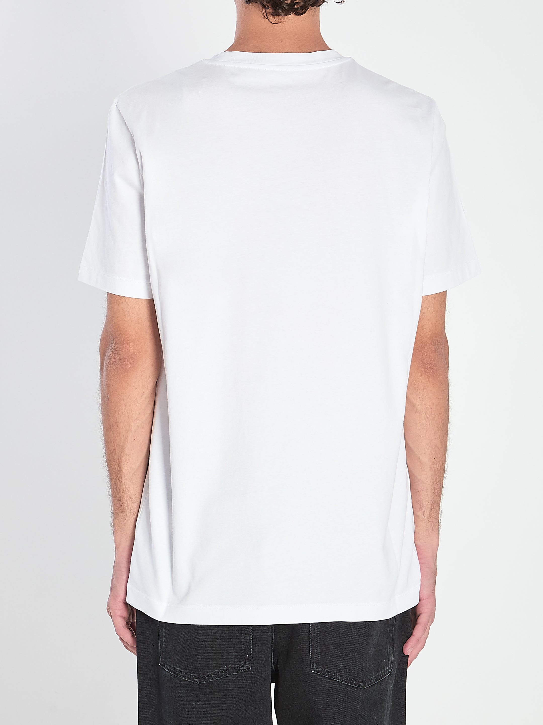 MONCLER Cotton Crew-Neck T-Shirt with Velvet Logo Intarsia