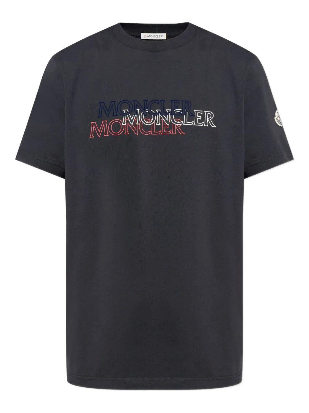 MONCLER Logo Printed Cotton T-Shirt for Men - Crew Neck, Short Sleeves