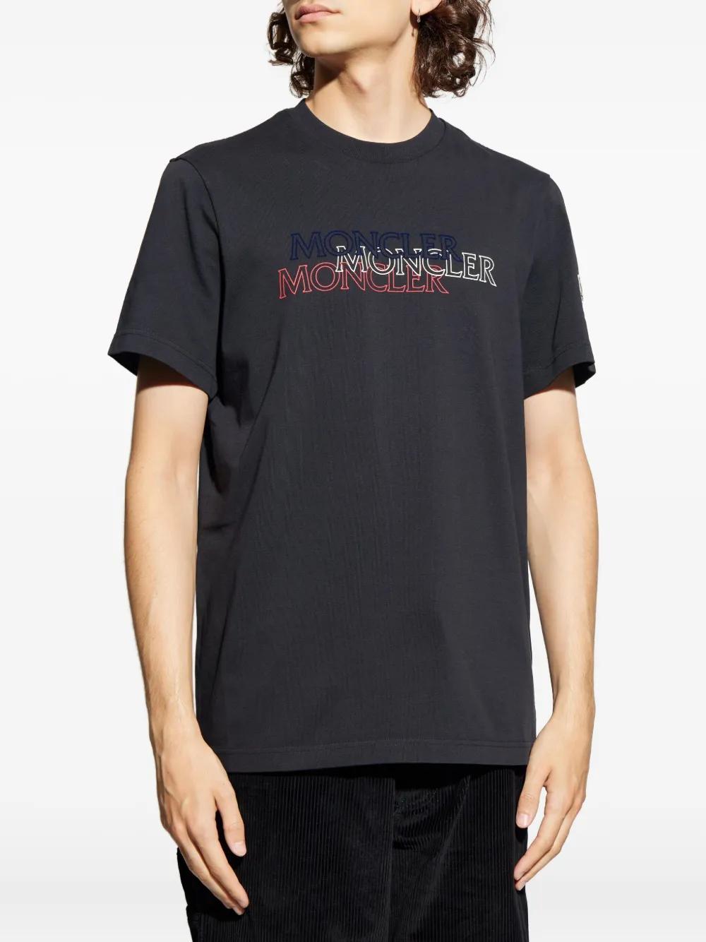 MONCLER Logo Printed Cotton T-Shirt for Men - Crew Neck, Short Sleeves