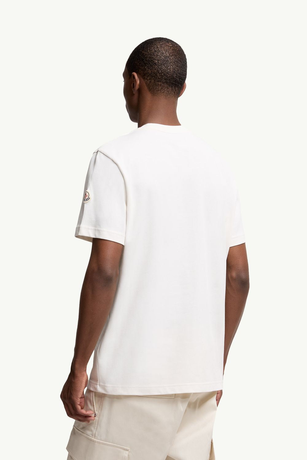 MONCLER Men's Cotton T-Shirt with Embroidered Tricolor Logo