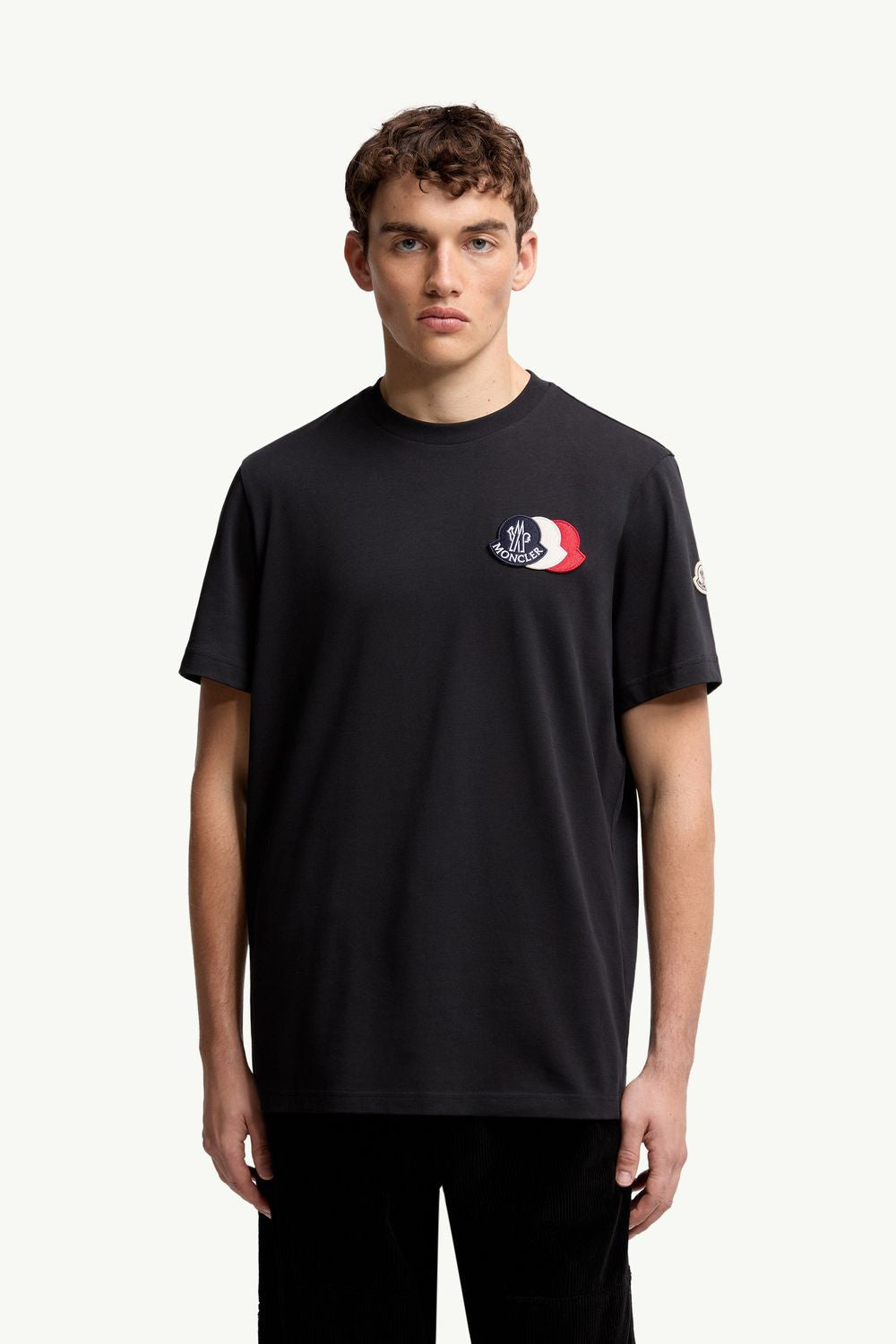 MONCLER Logo Cotton T-Shirt with Appliqué Detail for Men