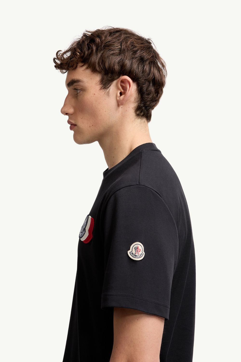 MONCLER Logo Cotton T-Shirt with Appliqué Detail for Men