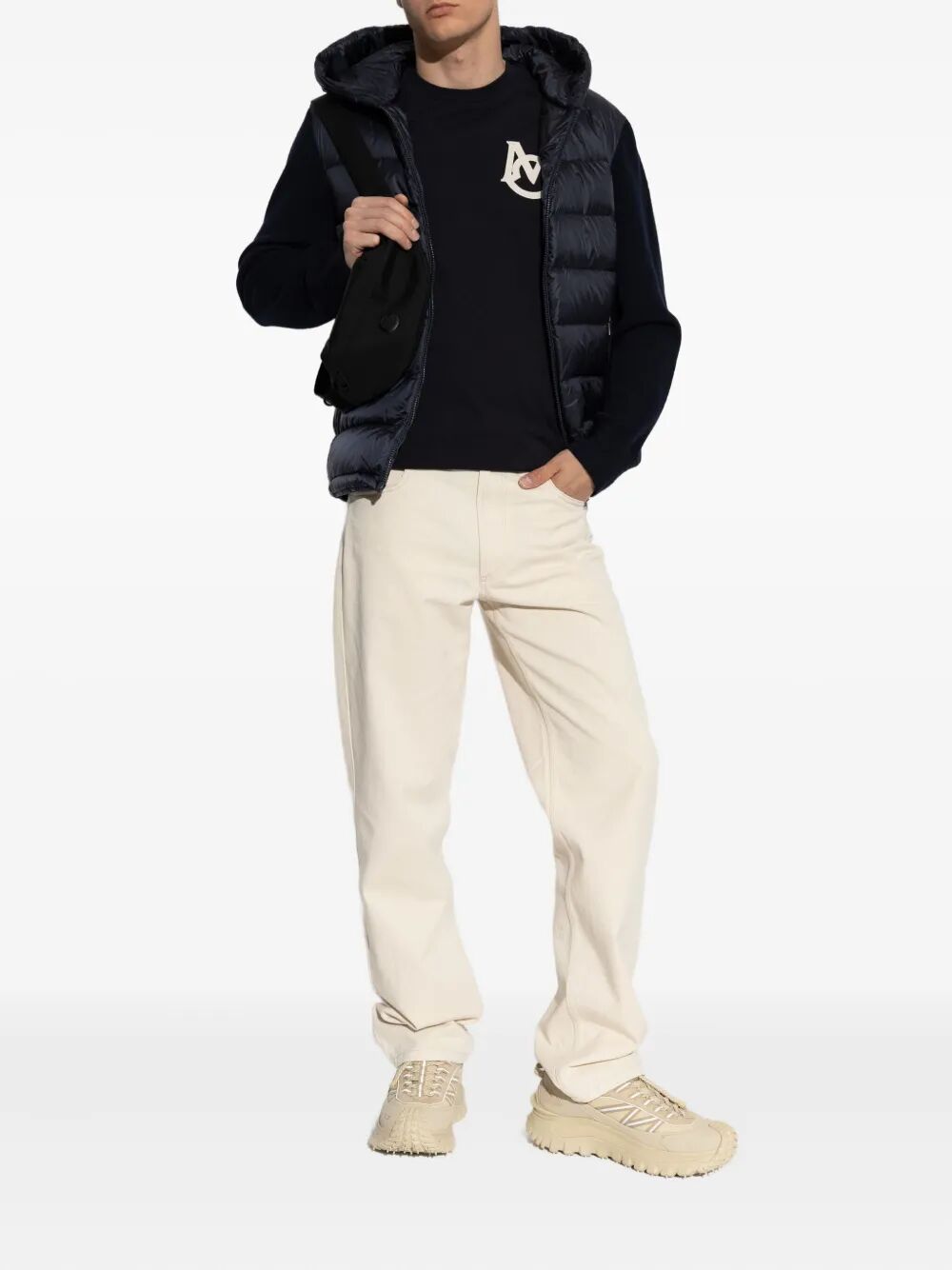 MONCLER Padded Wool Hoodie with Zip Front