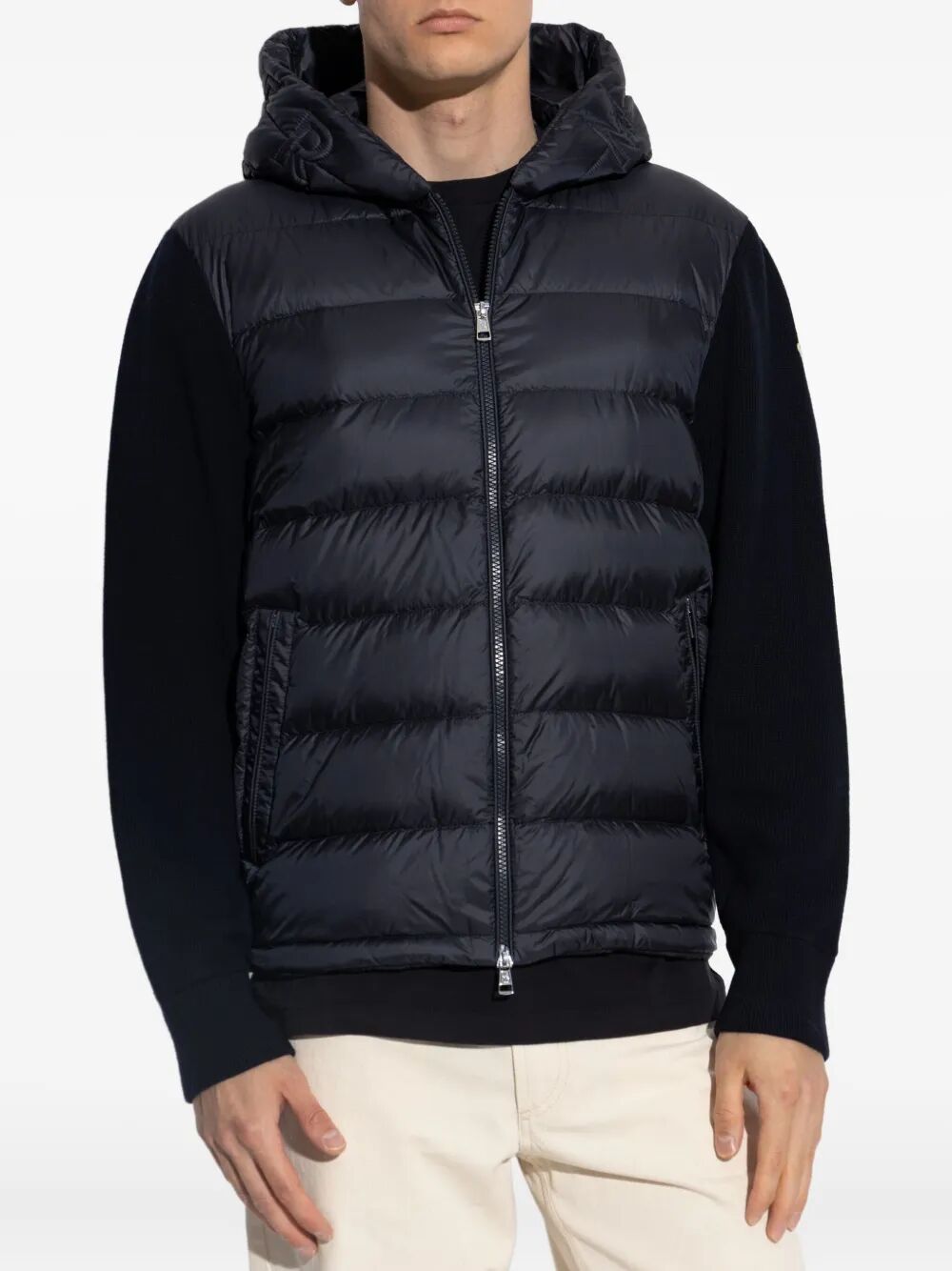 MONCLER Padded Wool Hoodie with Zip Front