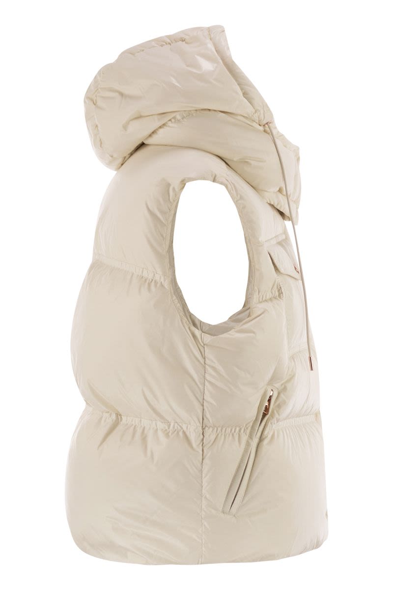 MONCLER Padded Hooded Vest with Asymmetrical Design