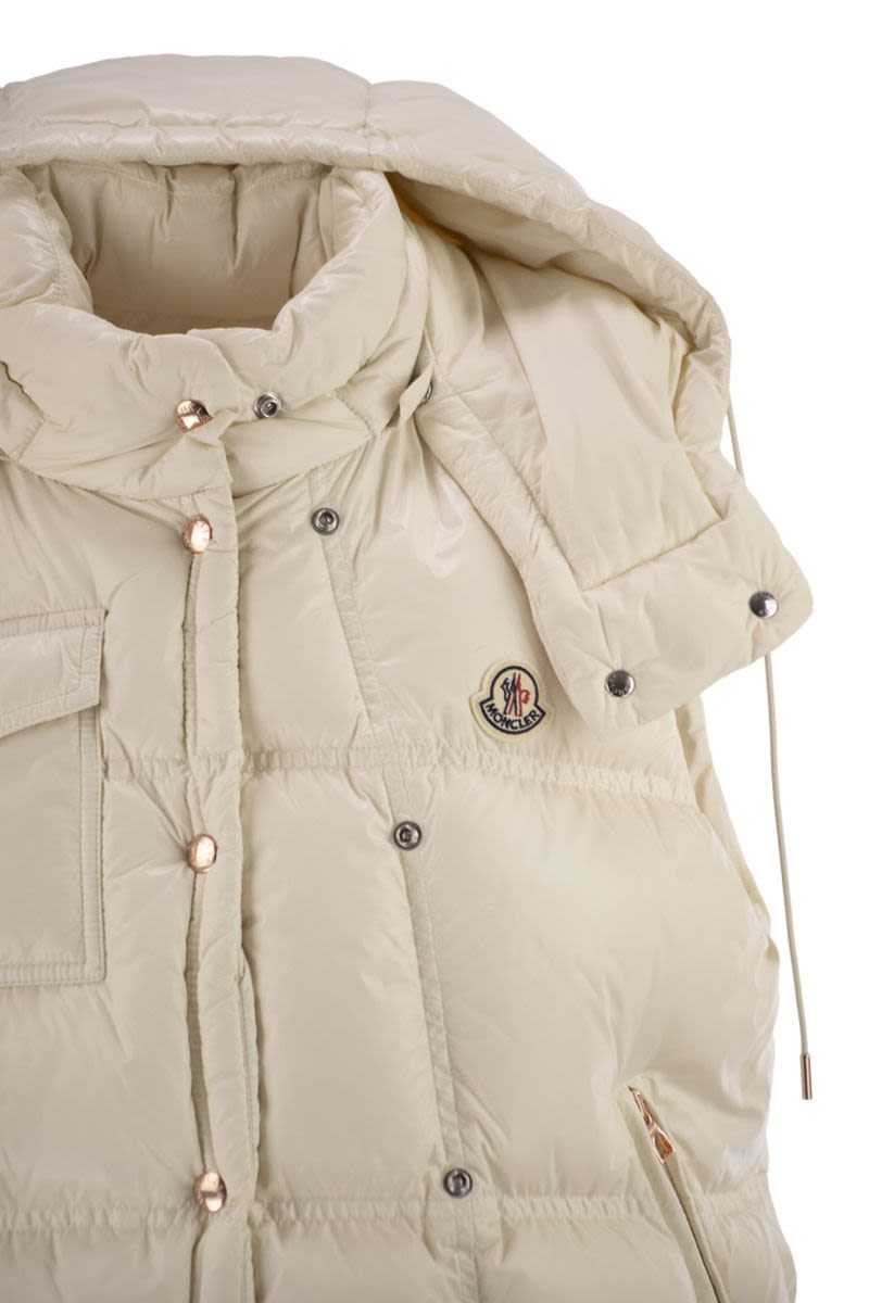MONCLER Padded Hooded Vest with Asymmetrical Design