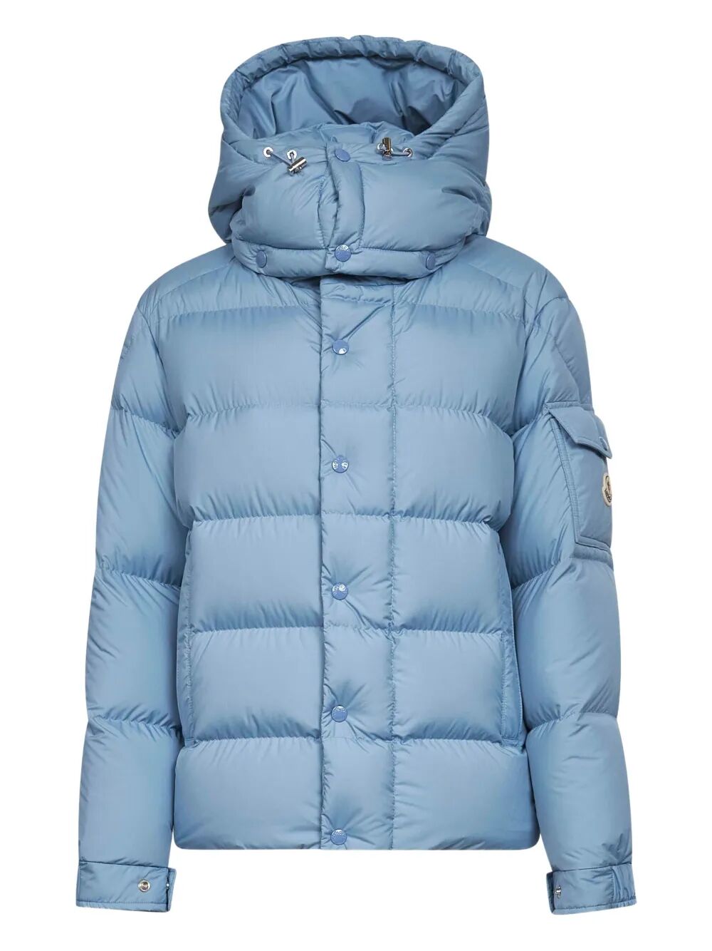 MONCLER Mini Long Down Jacket with Square Quilting and Hood