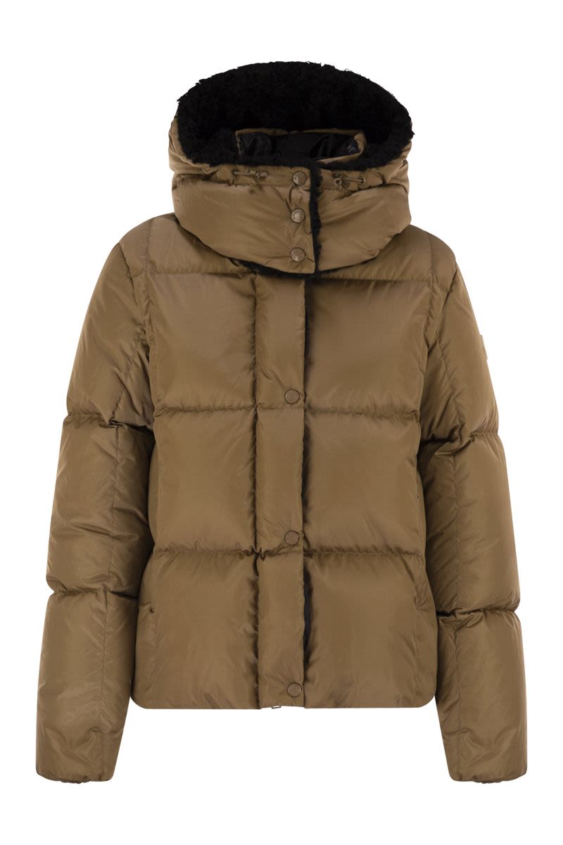 MONCLER Mini Square-Quilted Hooded Short Down Jacket