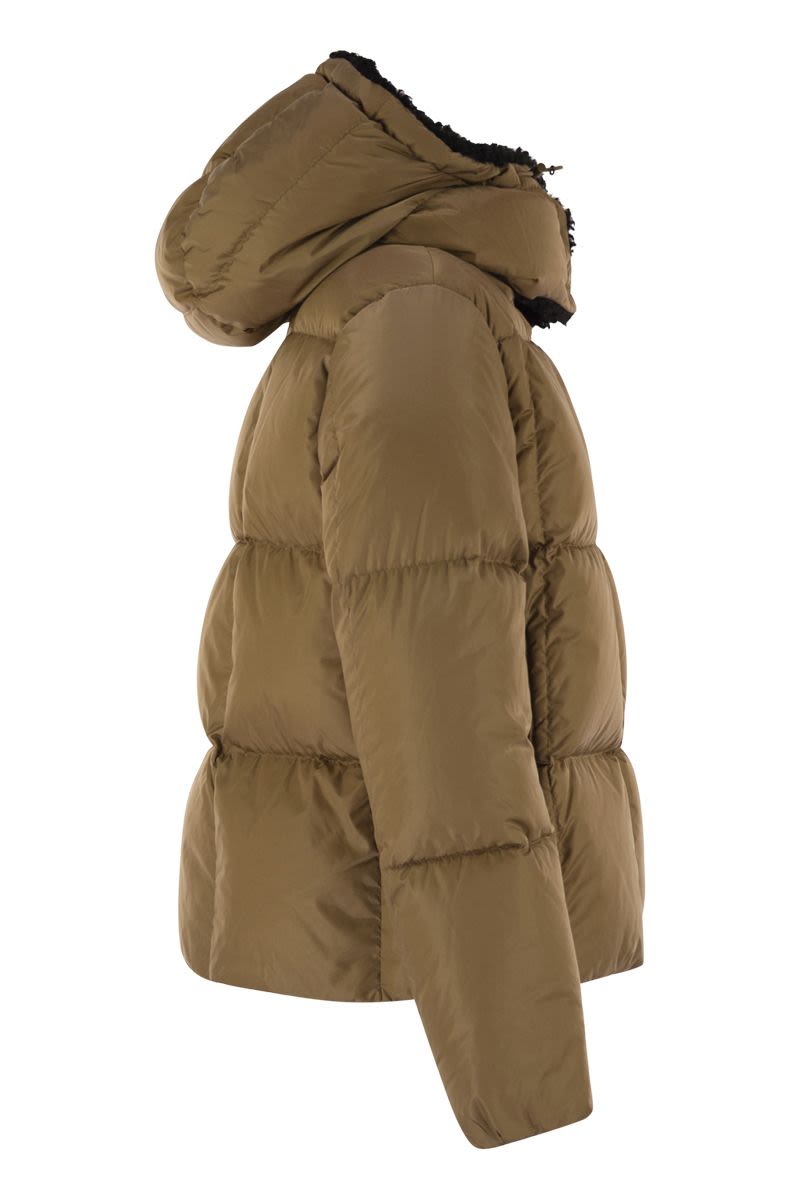 MONCLER Mini Square-Quilted Hooded Short Down Jacket
