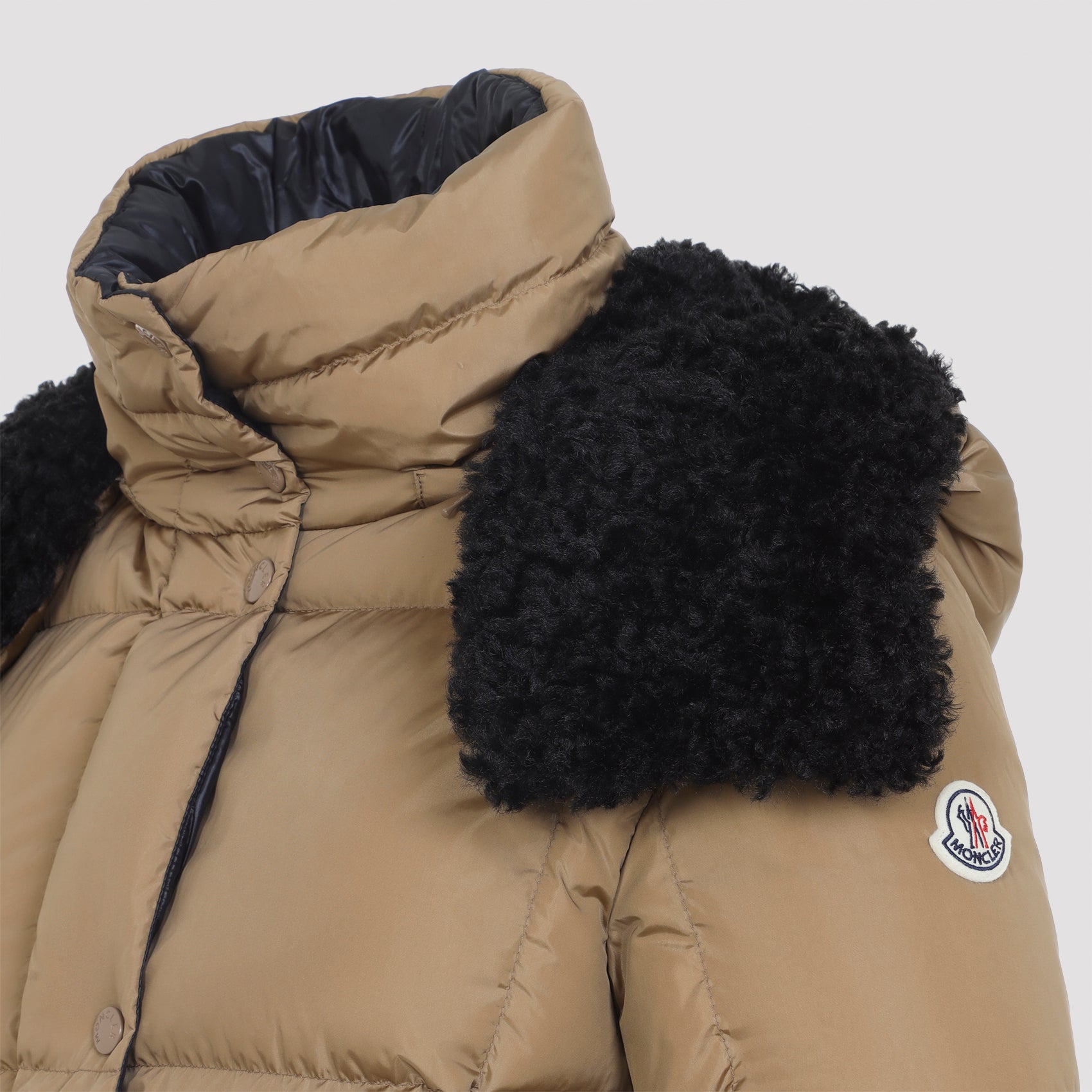 MONCLER Mini Square-Quilted Hooded Short Down Jacket