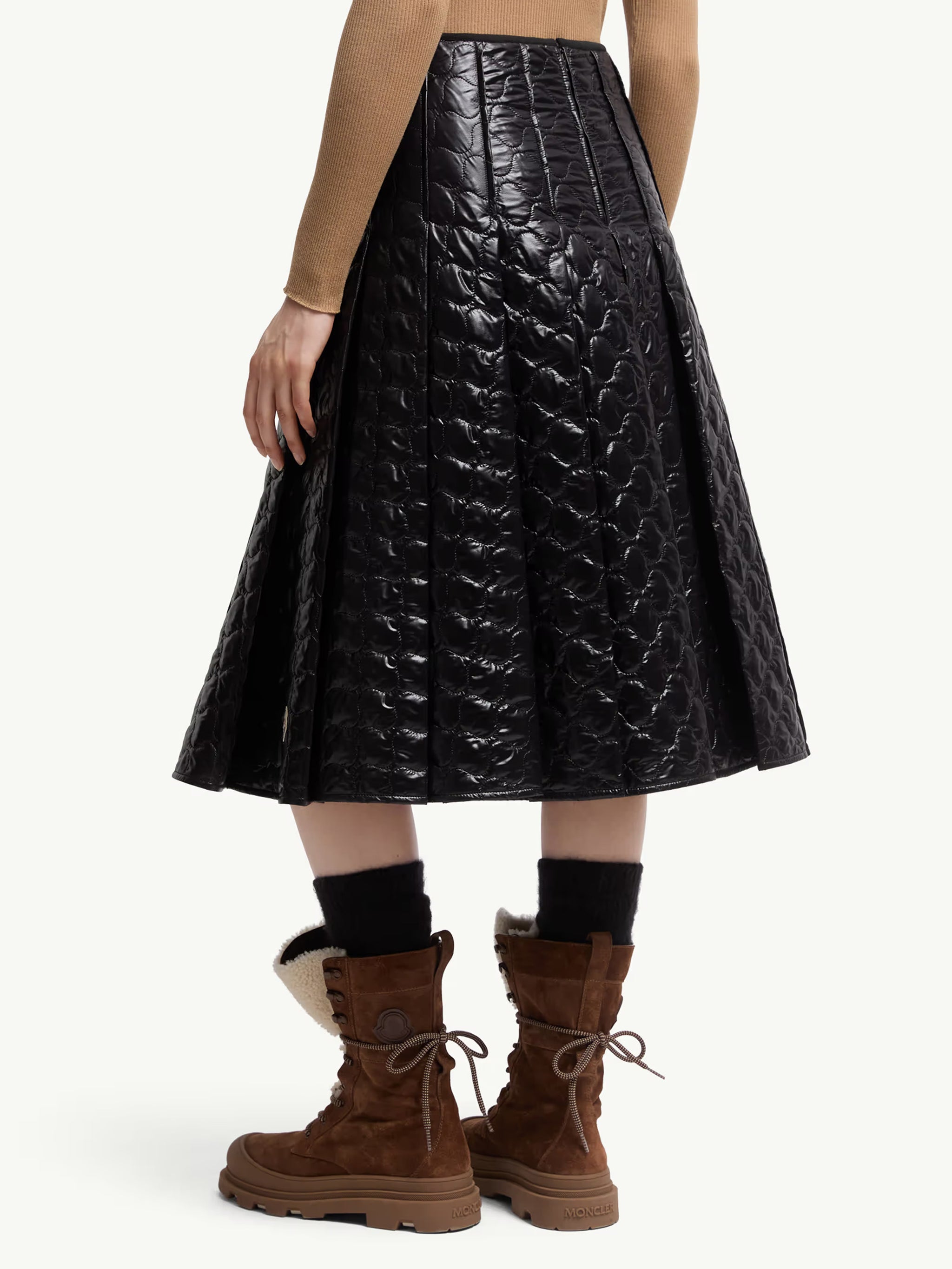 MONCLER Padded Midi Skirt with Square Quilting - Size 40