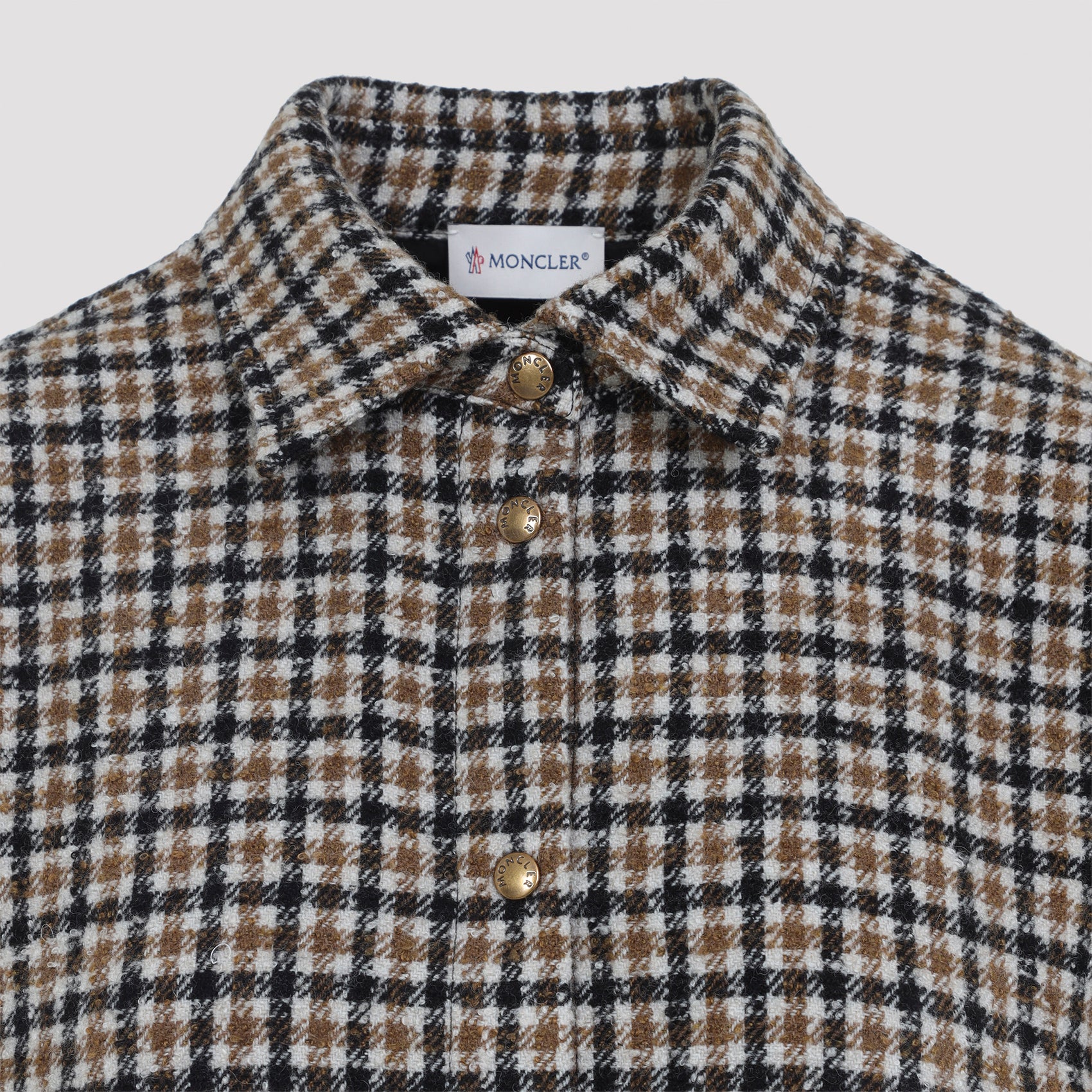 MONCLER Check Wool Blend Long-Sleeved Shirt for Women