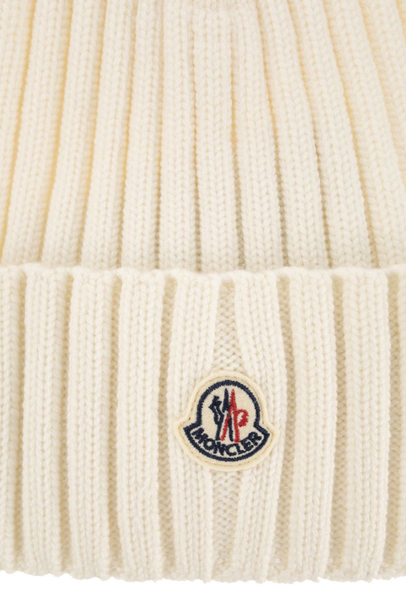 MONCLER Ribbed Knit Beanie with Turn Up Brim
