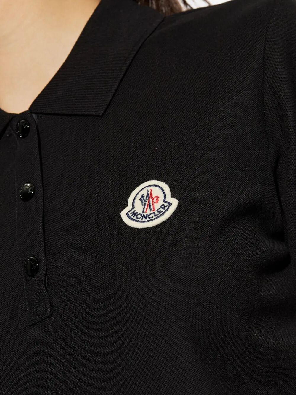 MONCLER Logo Patch Cotton Piqué Polo Shirt for Women