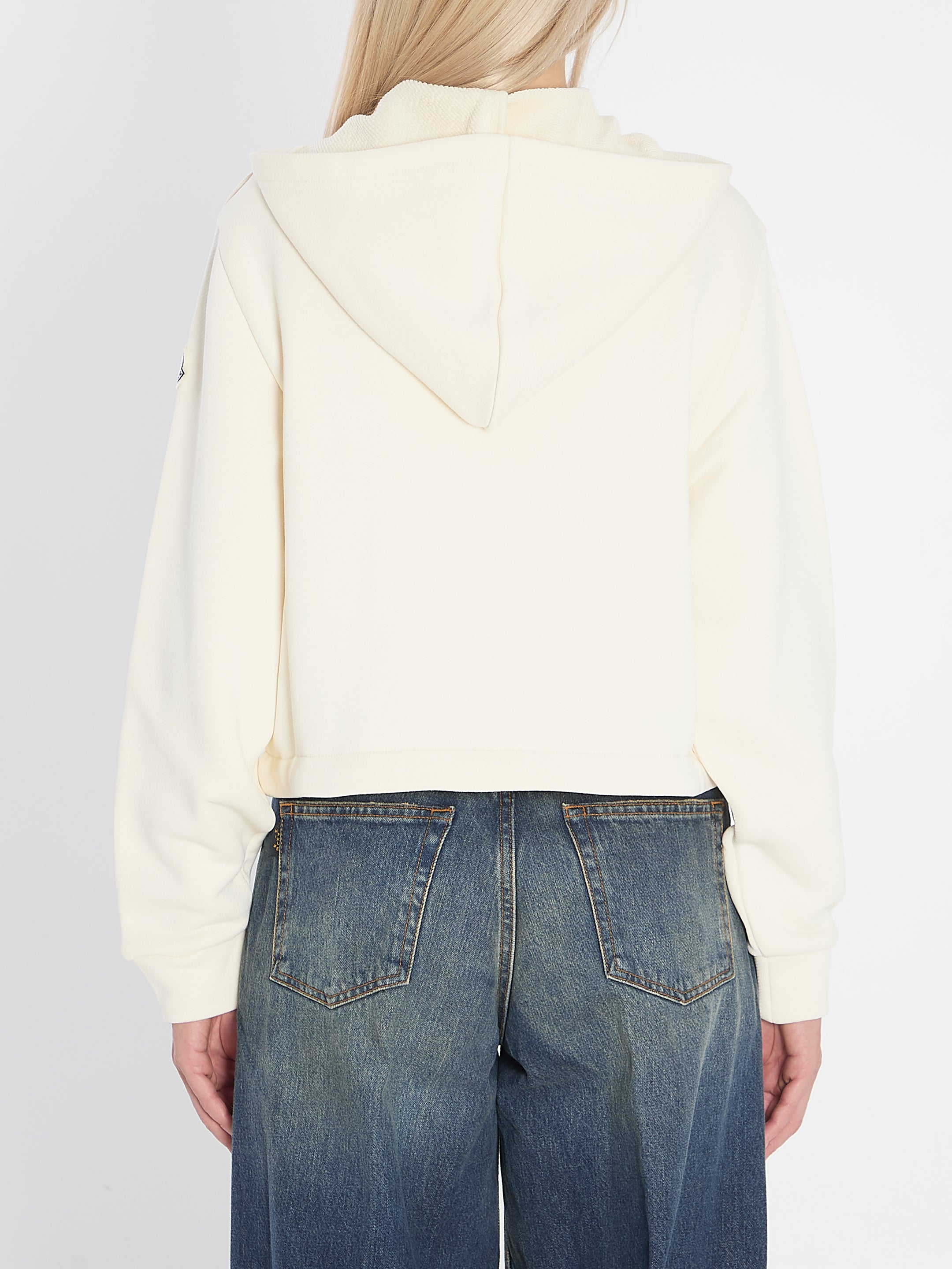 MONCLER Knit Accent Cotton Zip-Up Hoodie for Women