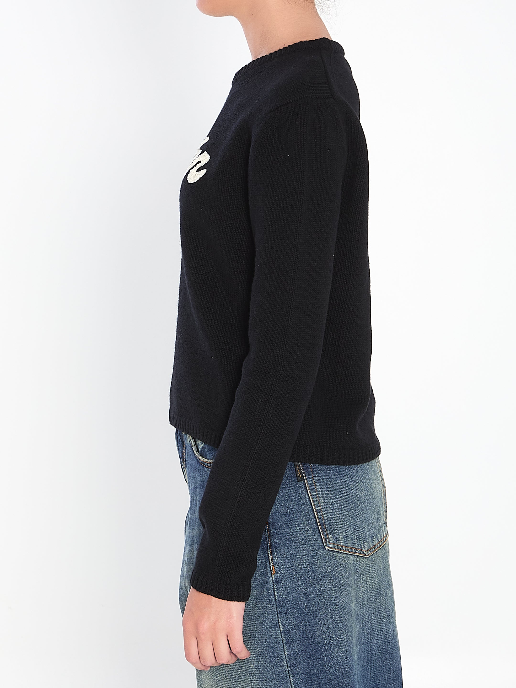 MONCLER Elegant Cursive Logo Wool and Cashmere Jumper