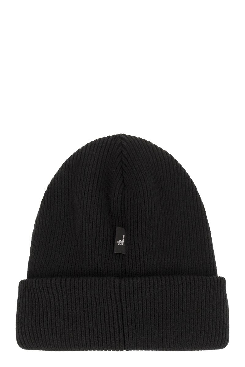 MONCLER GRENOBLE Wool Beanie with Logo Patch