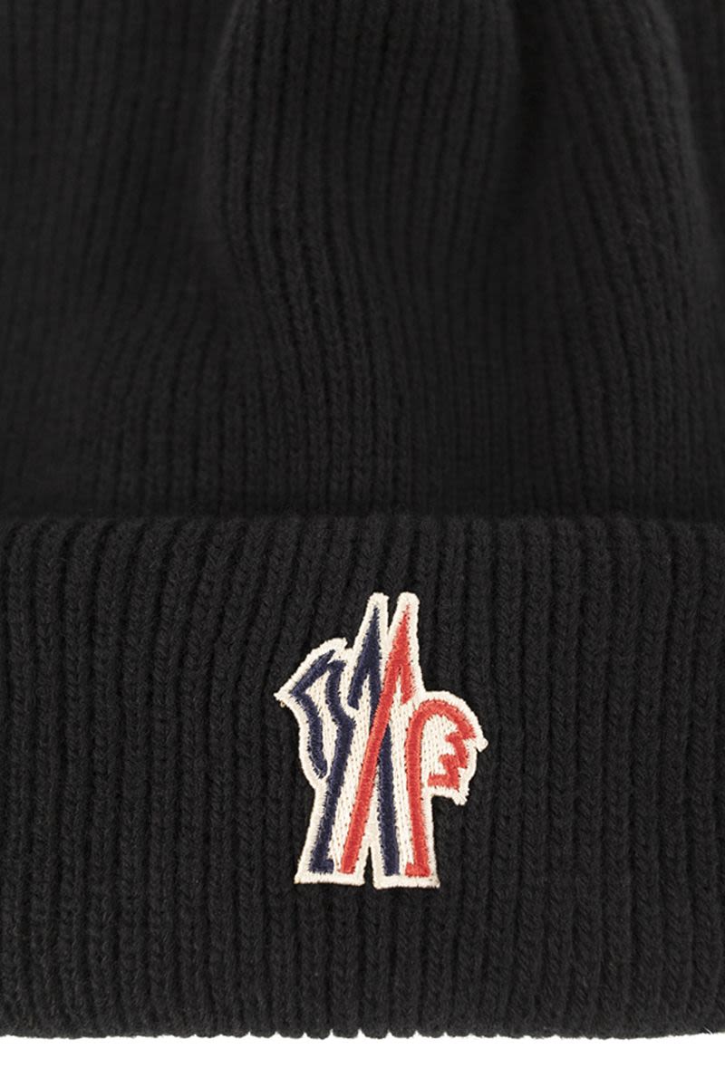 MONCLER GRENOBLE Wool Beanie with Logo Patch