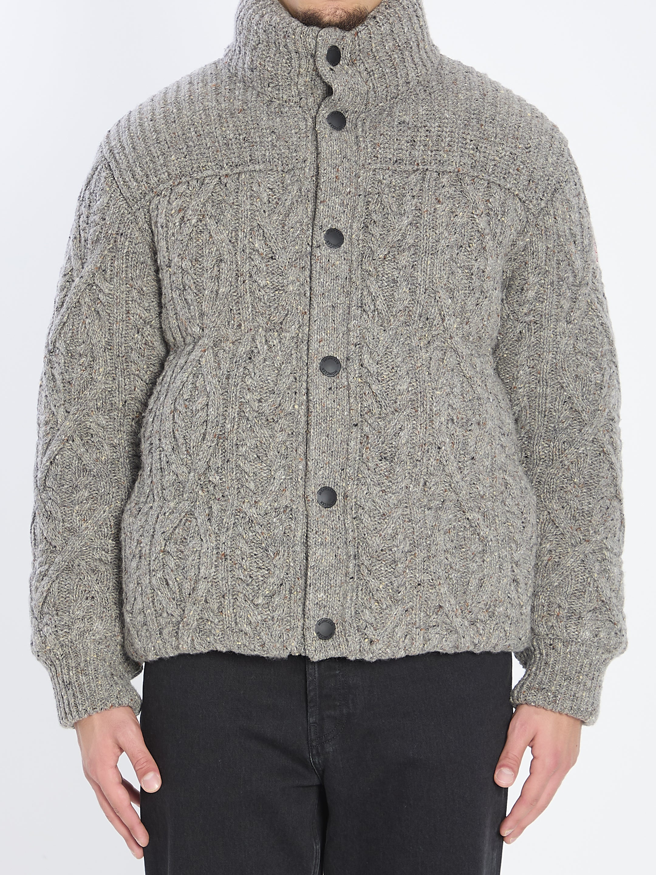 MONCLER GRENOBLE Padded Cardigan with High Collar - Size L