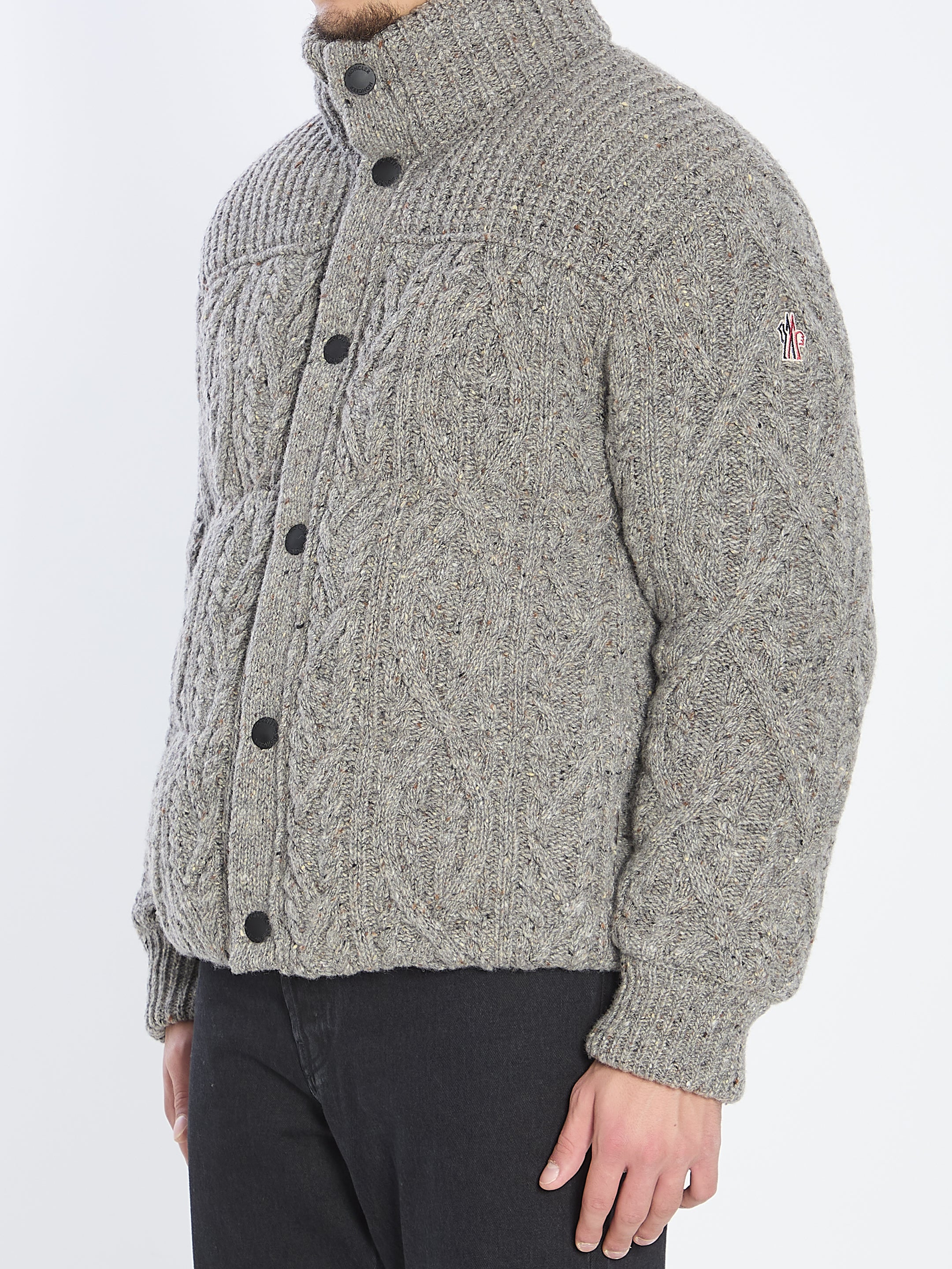 MONCLER GRENOBLE Padded Cardigan with High Collar - Size L