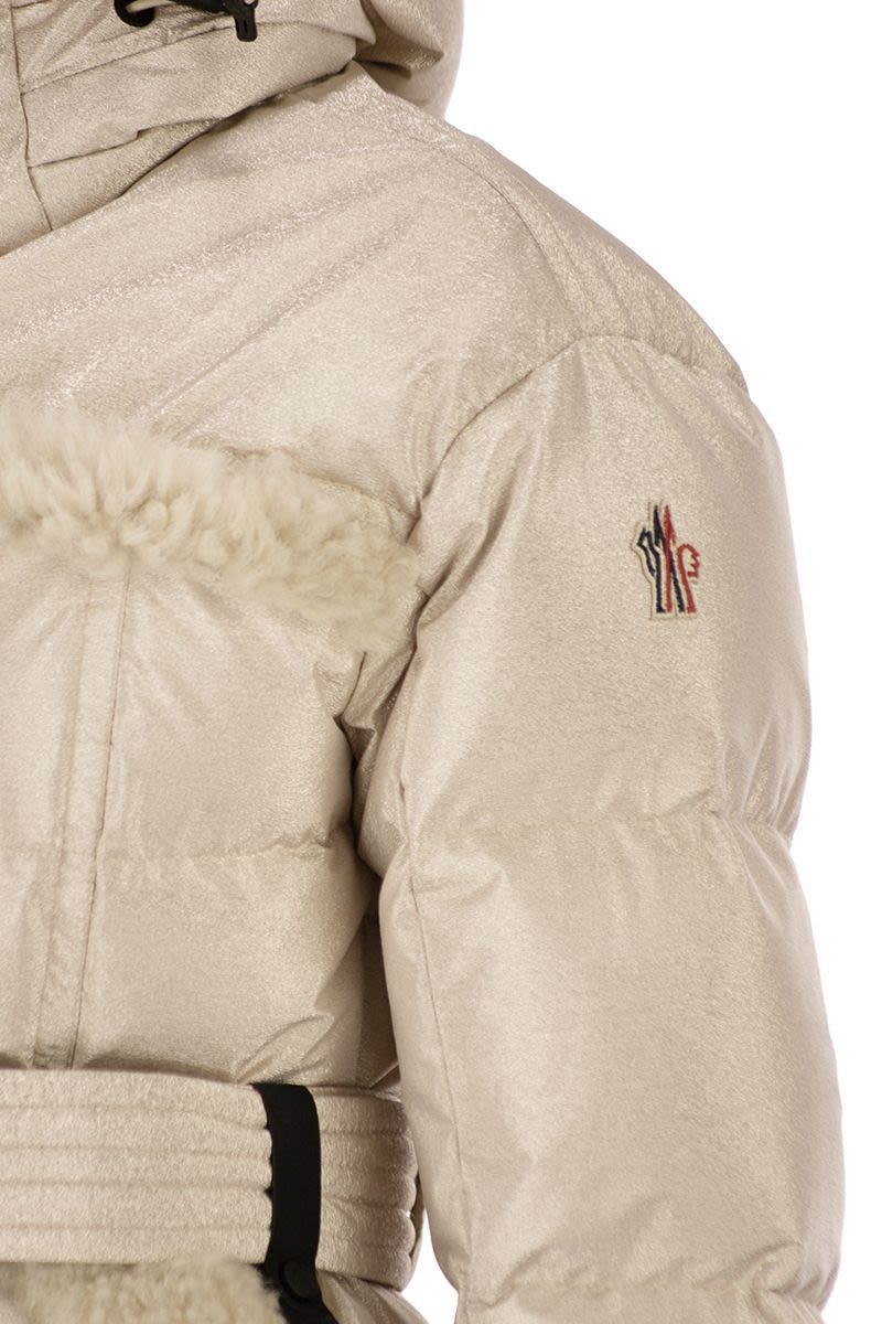 MONCLER GRENOBLE Mini Metallic Ski Jacket with Shearling Hood