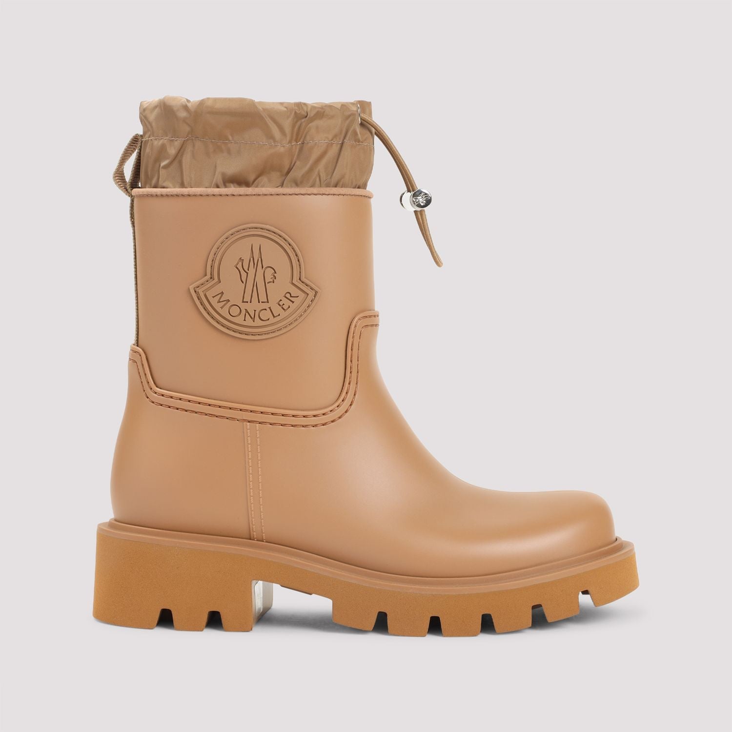 MONCLER Round Toe Flat Rain Boots with Drawstring Fastening