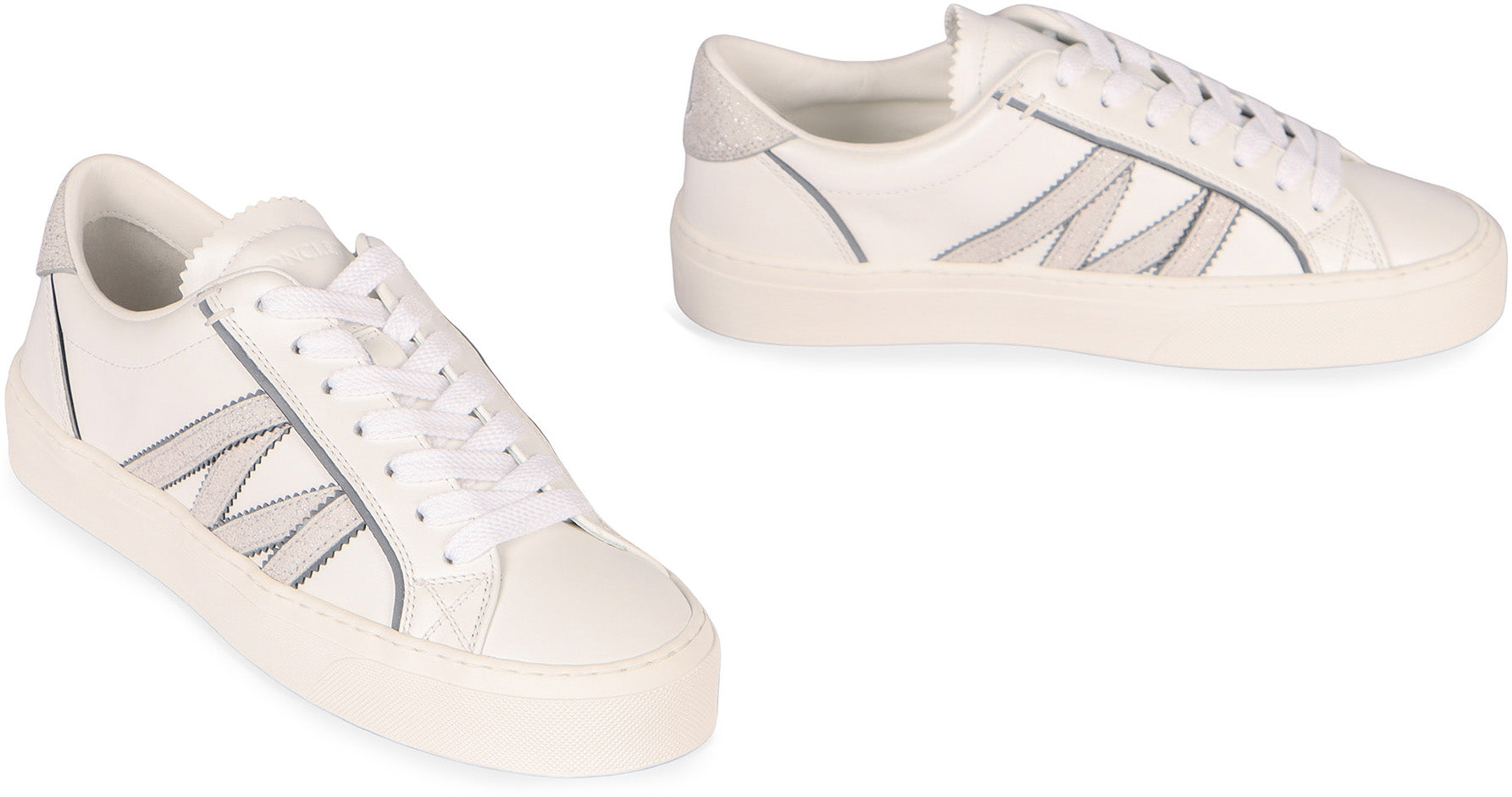 MONCLER Luxury Leather Sneakers with Contrast Heel Insert
