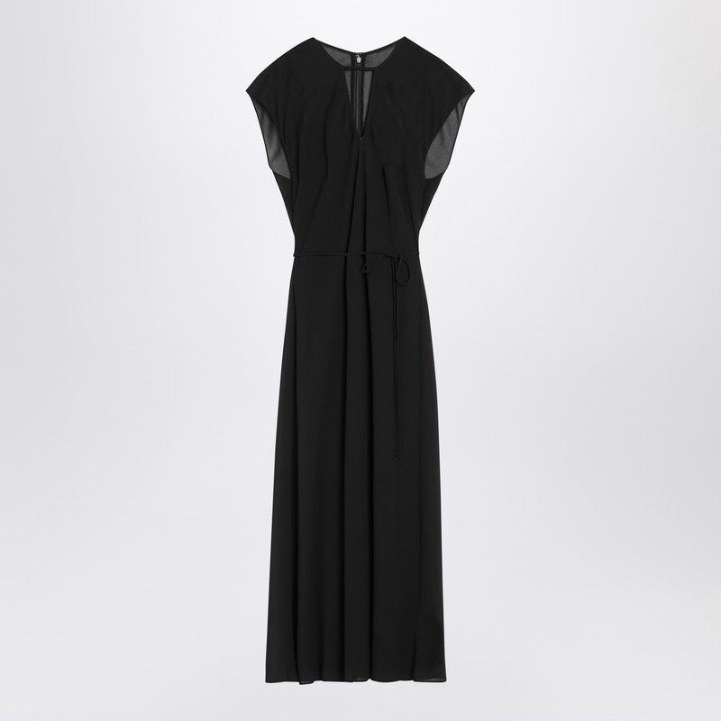CALVIN KLEIN Elegant Midi Dress with Belt and Cut-Out Detail
