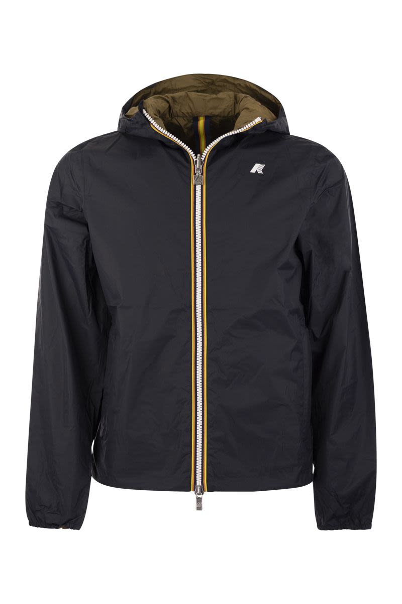 K-WAY Men's Reversible Hooded Jacket - Short and Stylish