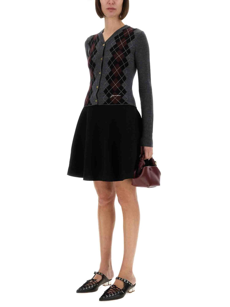 GANNI Jacquard Wool Cardigan for Women