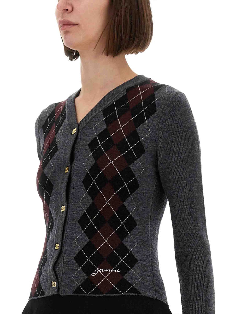 GANNI Jacquard Wool Cardigan for Women