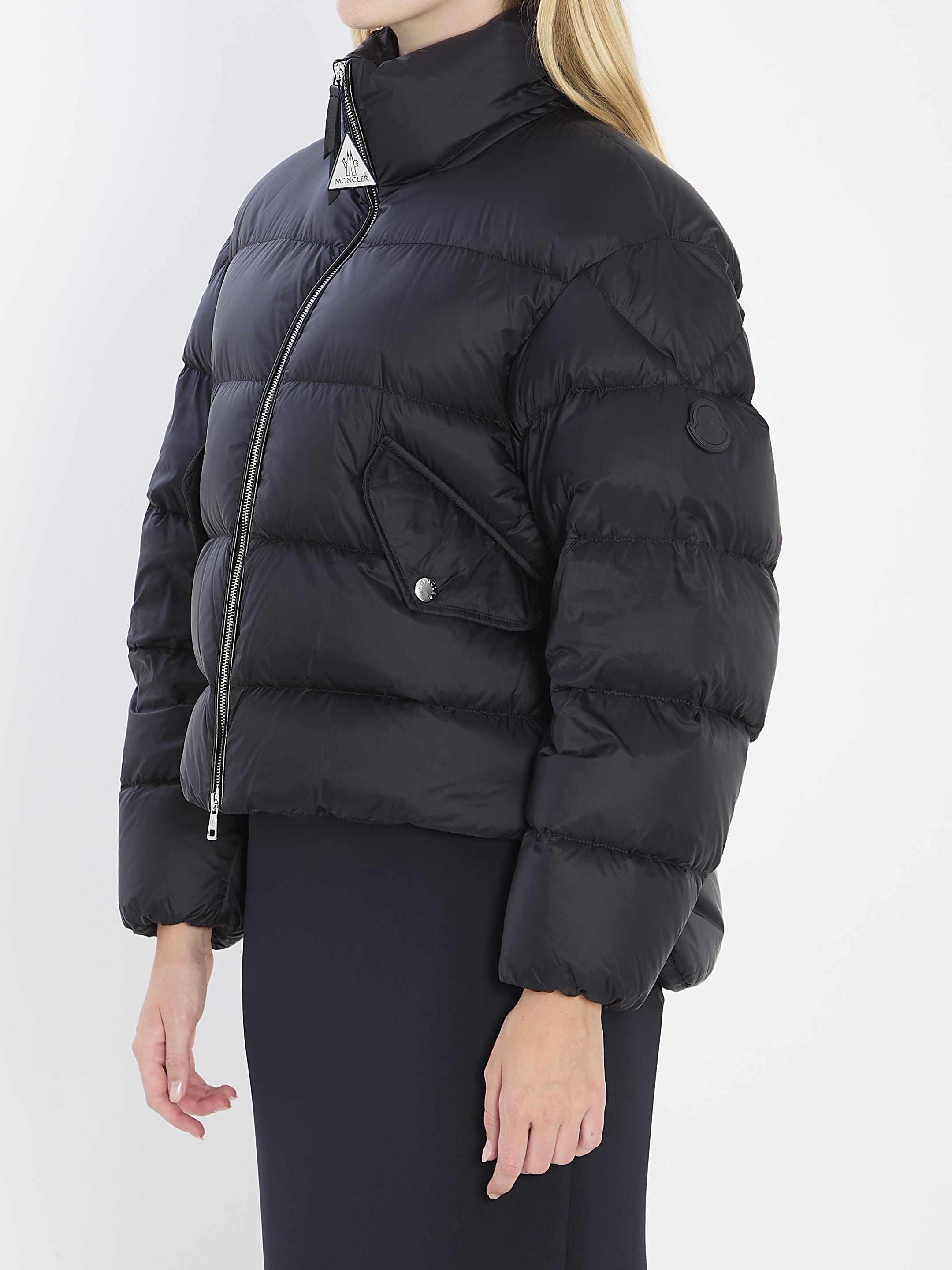 MONCLER GENIUS Mini Down Jacket with Logo Patch for Women