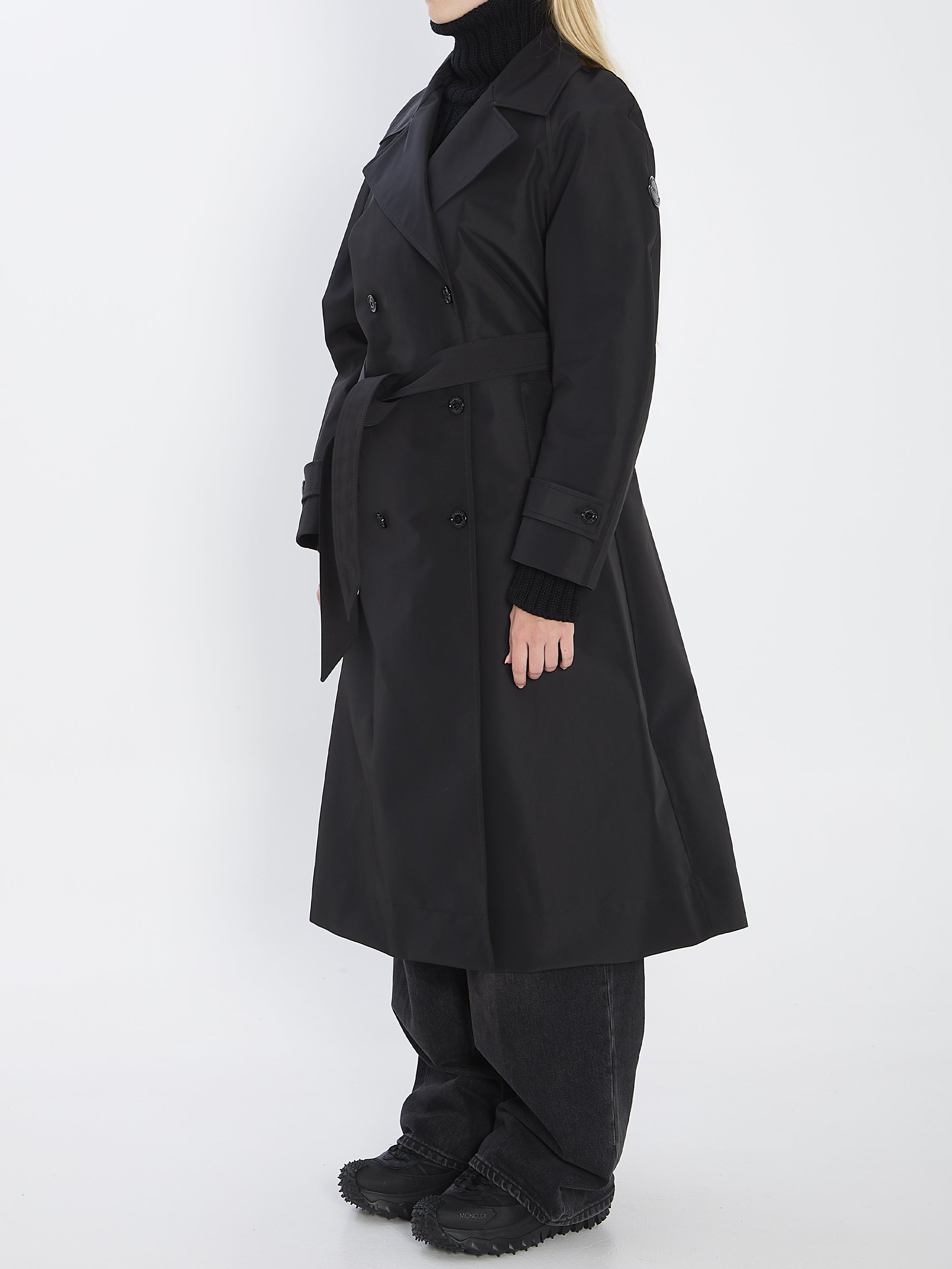 MONCLER GENIUS Matte Black Waterproof Trench Jacket - Size 01