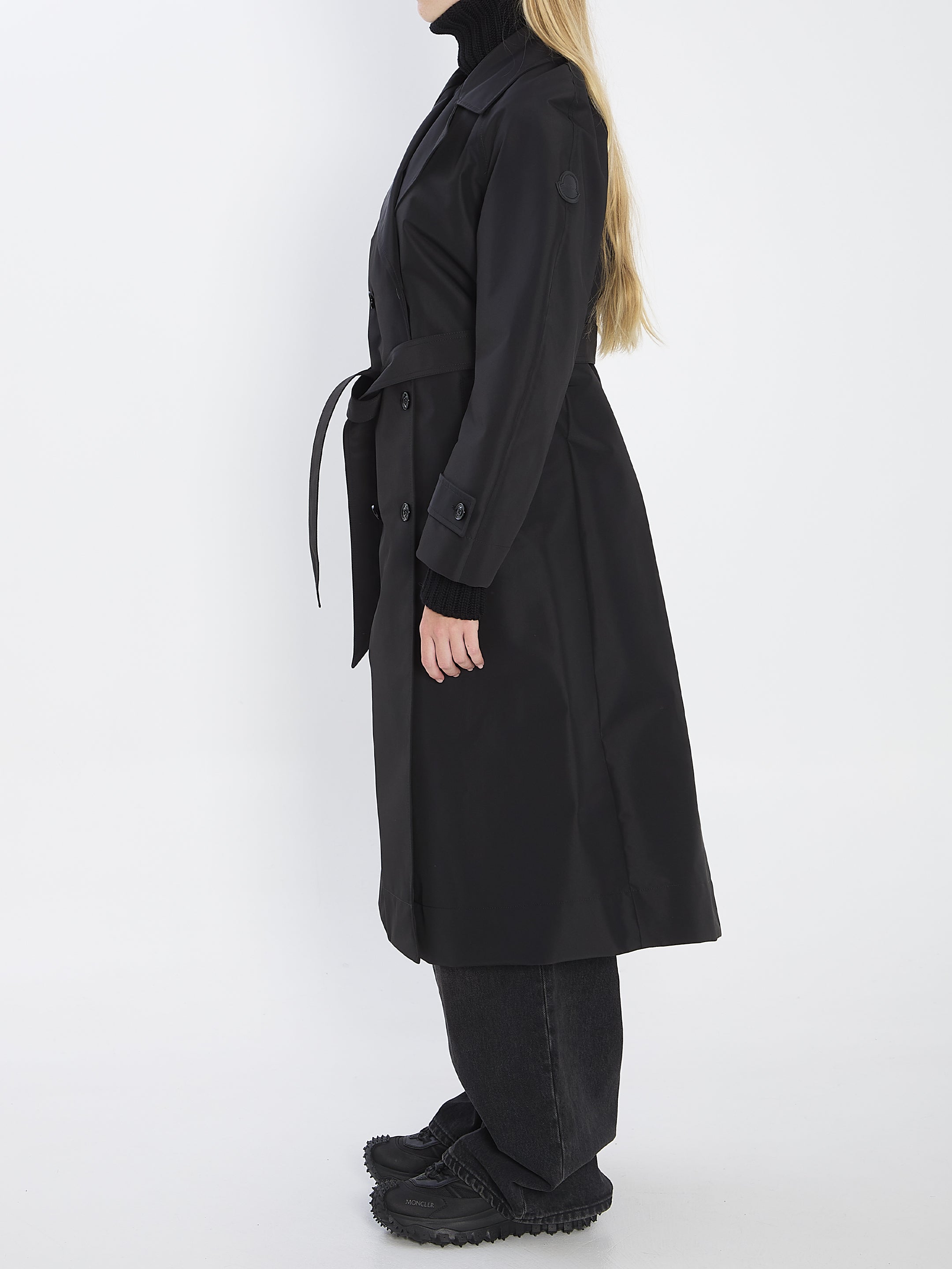 MONCLER GENIUS Matte Black Waterproof Trench Jacket - Size 01