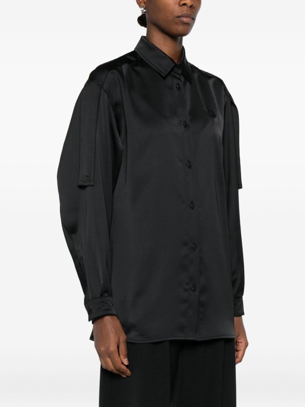 MONCLER GENIUS Satin Finish Long Sleeve Button-Up Shirt