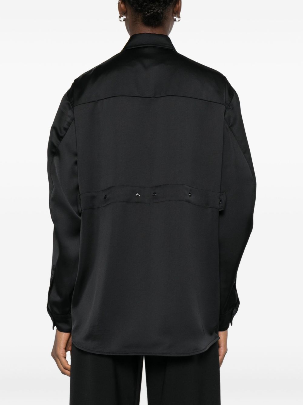 MONCLER GENIUS Satin Finish Long Sleeve Button-Up Shirt