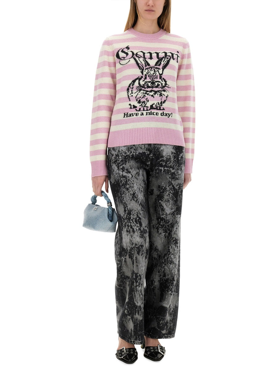 GANNI Cozy Wool Crewneck Sweater