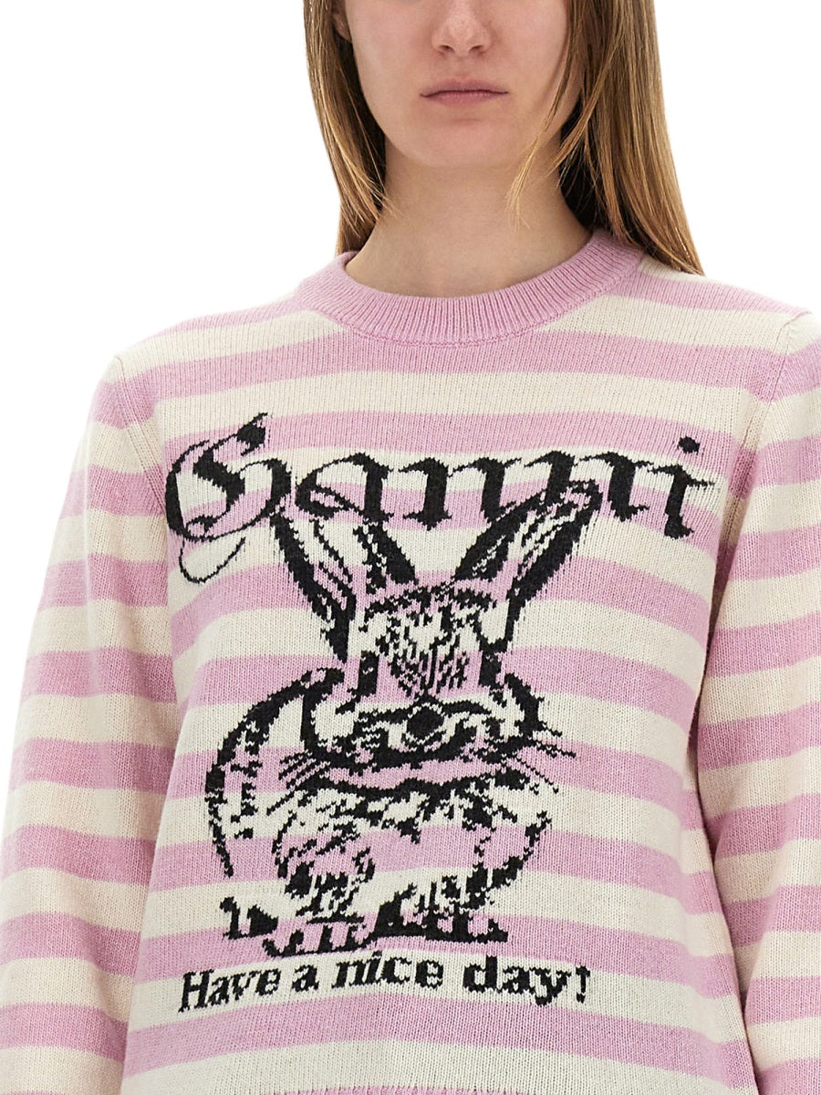 GANNI Cozy Wool Crewneck Sweater