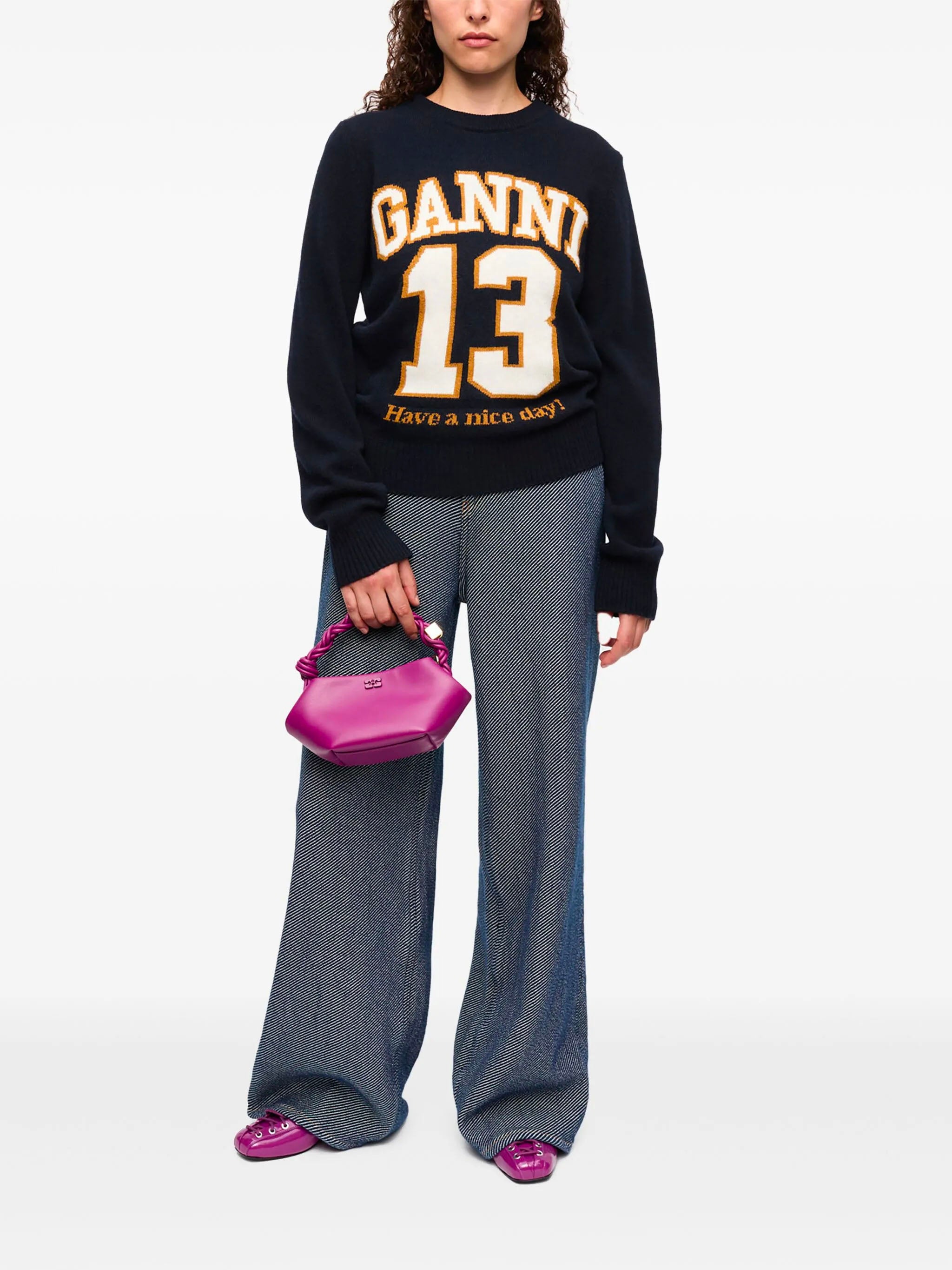 GANNI Wool Blend Baseball Sweater - Size S