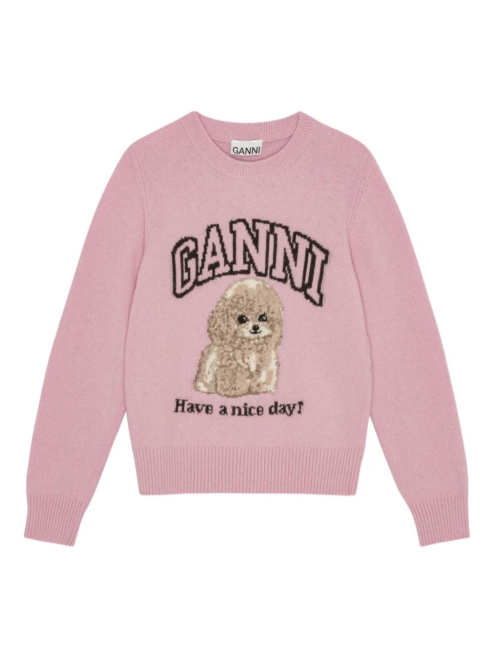 GANNI Poodle Wool Crewneck Sweater