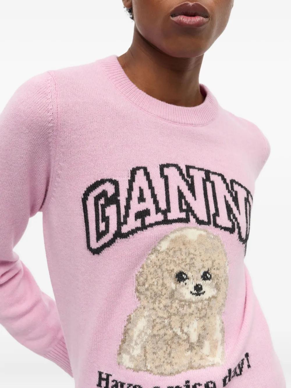 GANNI Poodle Wool Crewneck Sweater