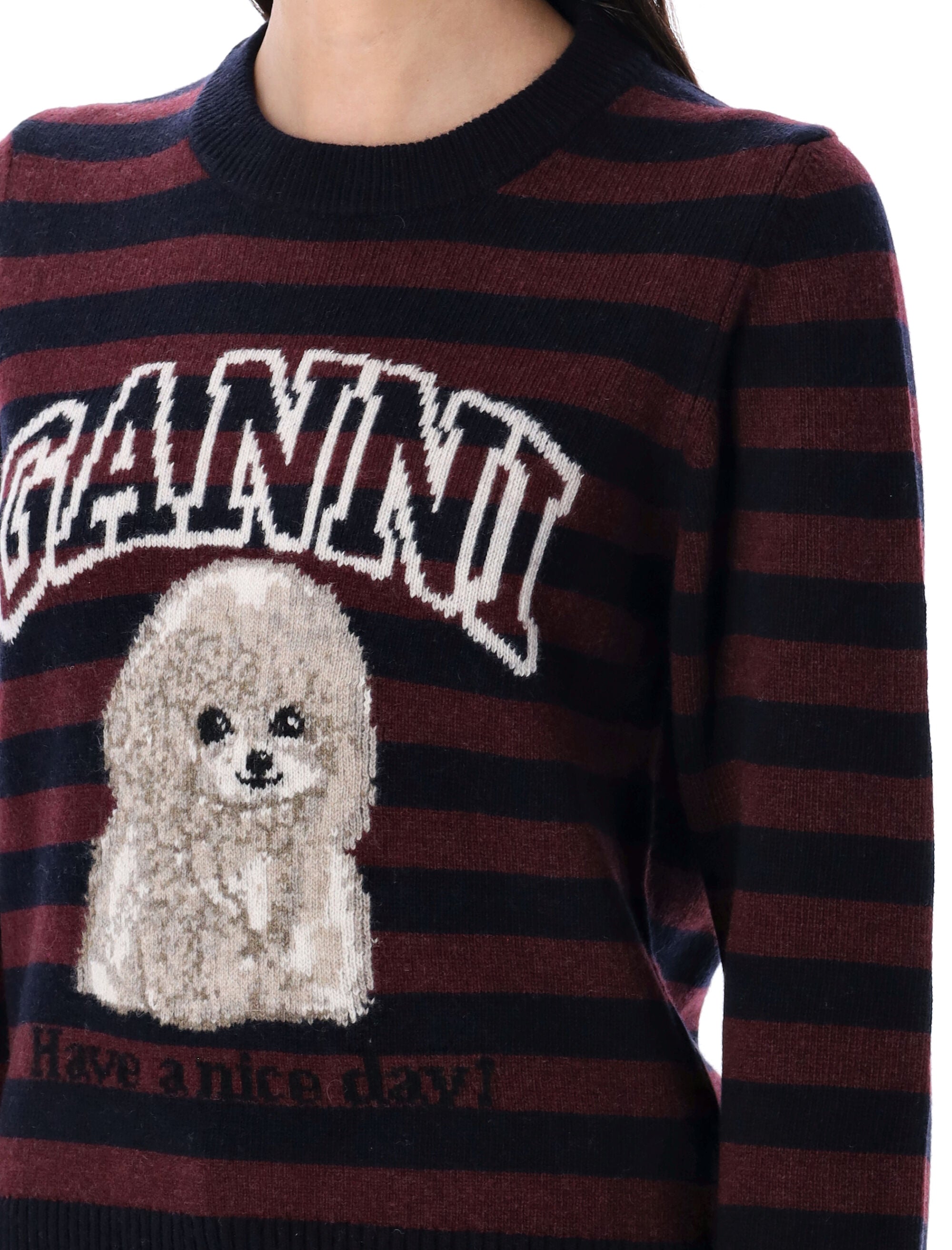GANNI Knit Poodle Stripe Sweater - Women's
