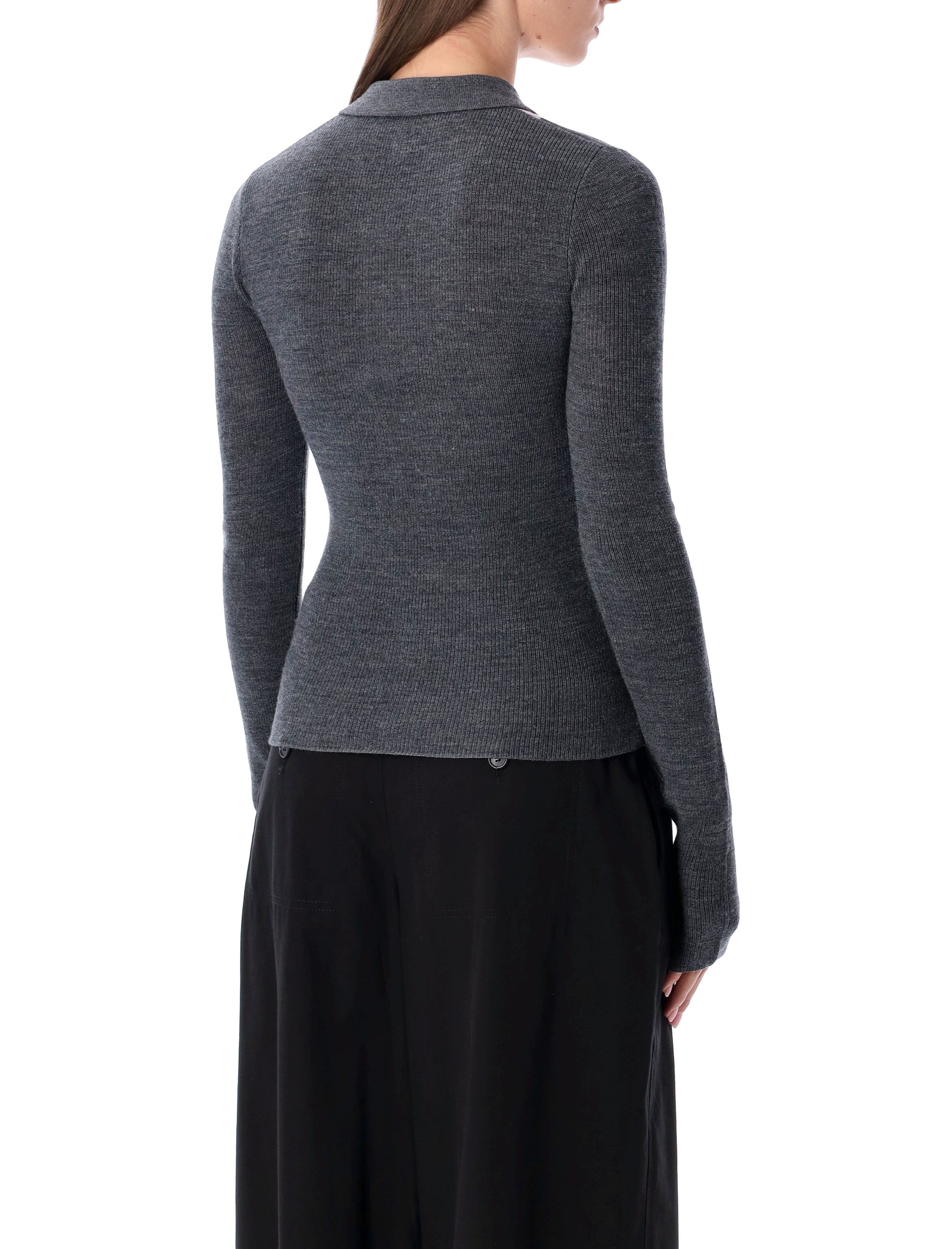 GANNI Knit Polo Wool with Argyle Pattern - Size S