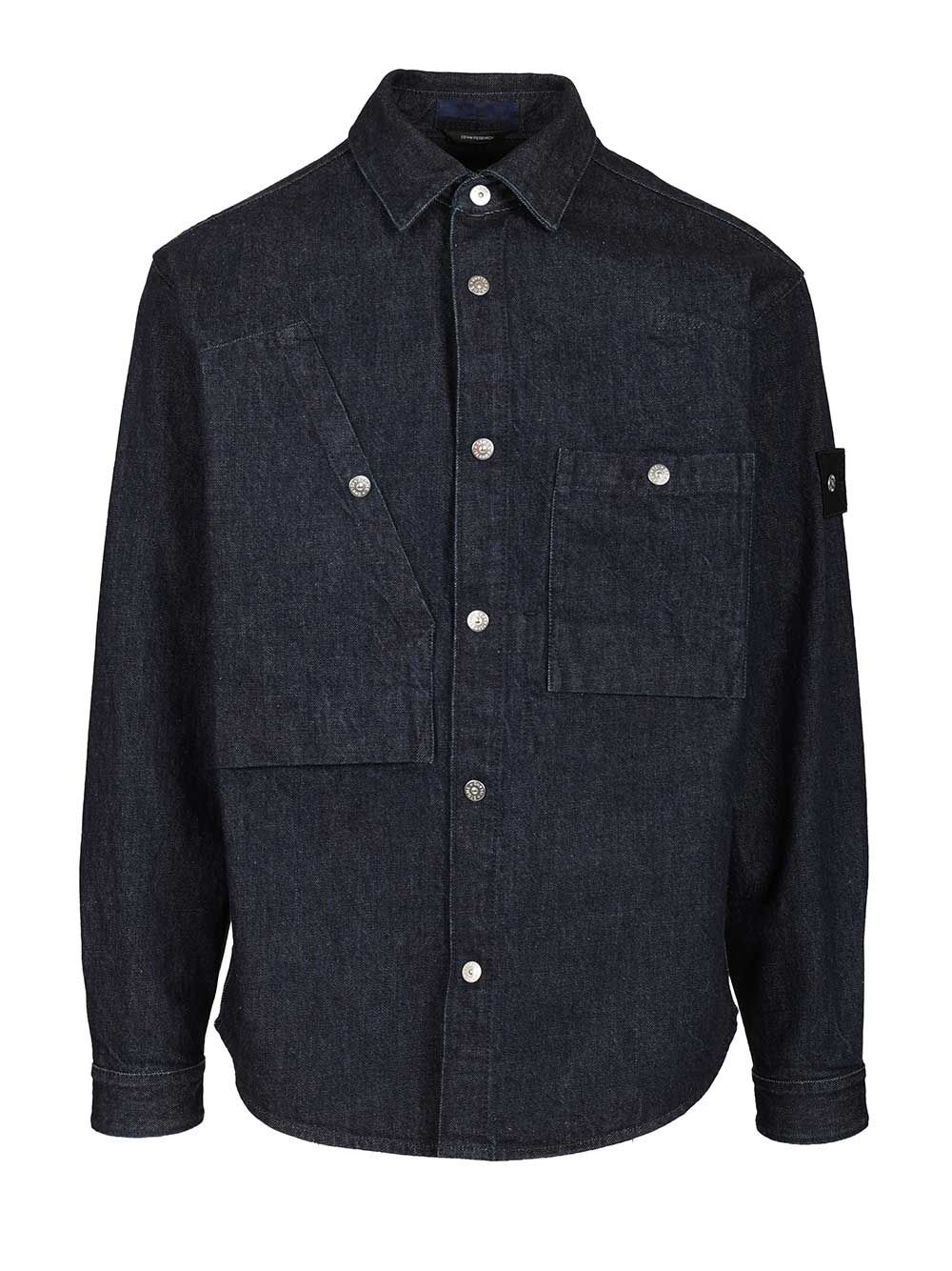 STONE ISLAND Classic Denim Shirt with Snap Pockets