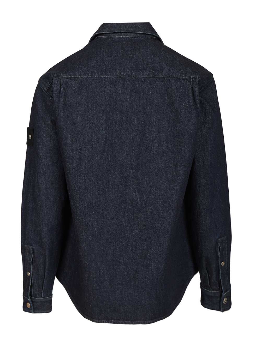 STONE ISLAND Classic Denim Shirt with Snap Pockets