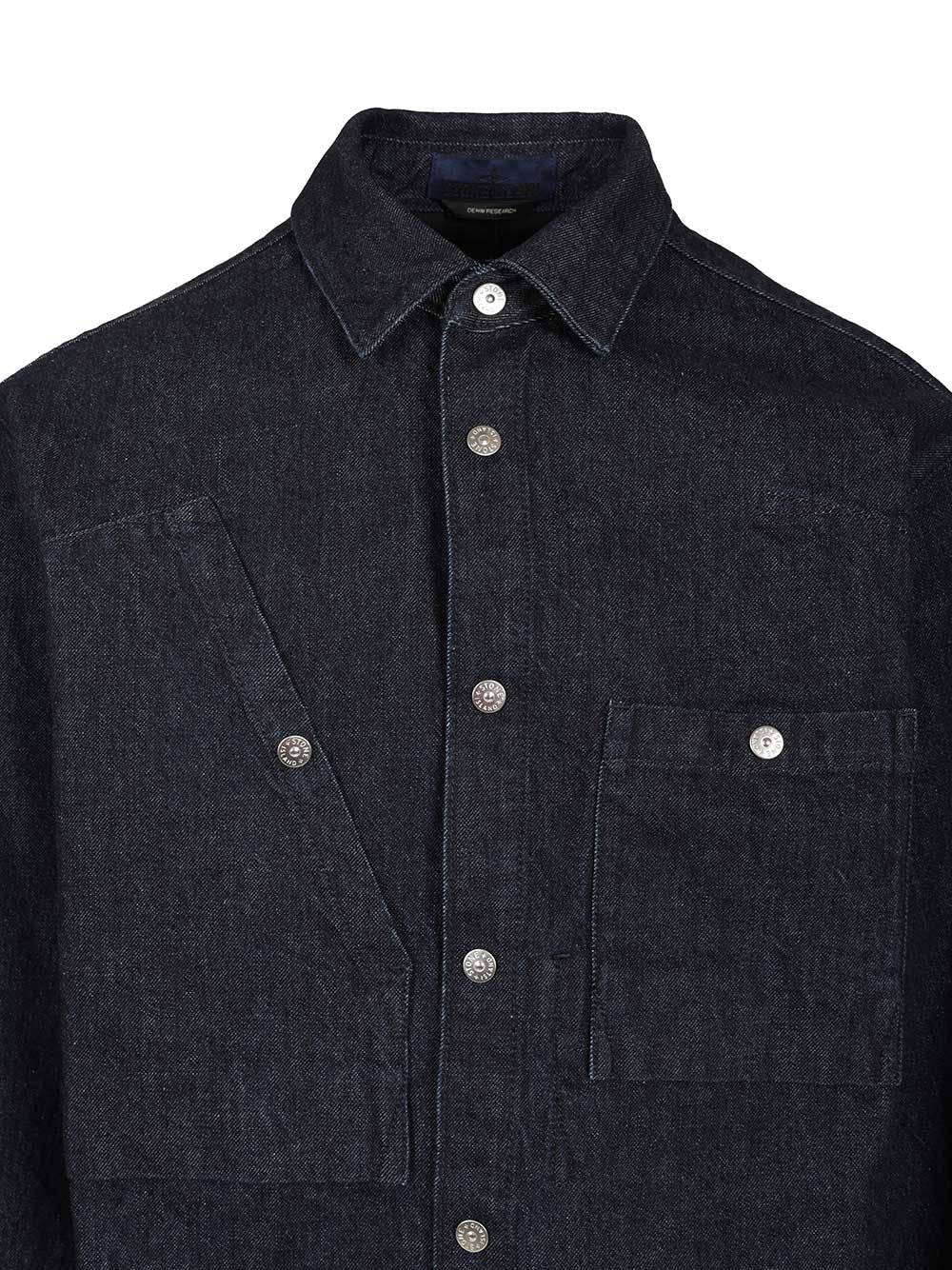 STONE ISLAND Classic Denim Shirt with Snap Pockets