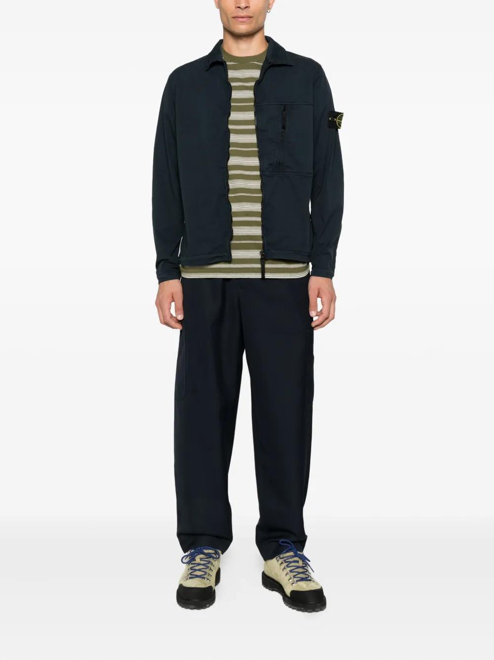 STONE ISLAND Men's Overshirt with Chest Pocket and Two-Way Zip - Size M